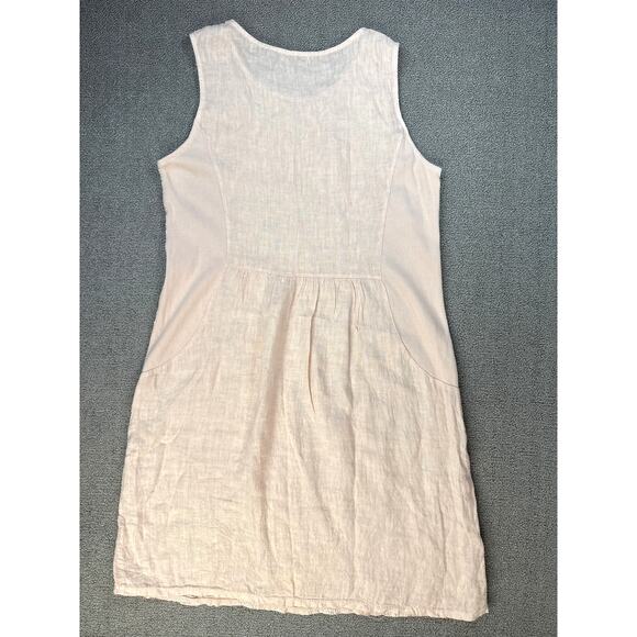 Terzo MillennioLinen Dress Mini Floral Embroidered Cottagecore Size Medium - Picture 2 of 9